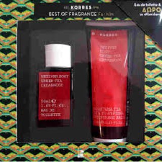 KORRES MEN'S EAU DE TOILETTE VETIVER ROOT, FREEN TEA, CEDARWOOD (50ml) & AFTER SHAVE GIFT (125ml)